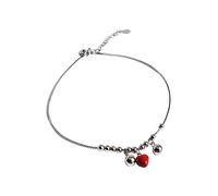Skcess S925 Tobillera de plata para mujer, pulsera de tobillo de plata de ley S925, corazón perla de verano, playa, pie de plata para mujer