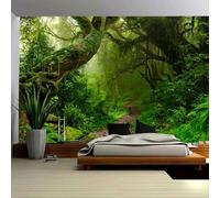 Skcess Tapiz de Pared Bosque Grande Verde Paño de Pared Bosque para Dormitorio Tapiz Naturaleza Paisaje Selva Tropical Colgante de Pared Tapiz Decorativo 240 x 220 cm
