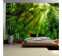 Skcess Tapiz para colgar en la pared, paisaje natural, bosque, tapiz verde, tapiz de pared, bosque, tapiz de pared, árbol, amanecer, paisaje, 240 x 220 cm
