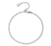 Skcess Tobillera boho de oro blanco de 18 quilates Au750 para mujer, joyería para el pie para boda, oro de 18 quilates, cadena ovalada, para verano, descalzo, playa, joyas para mujer, Oro blanco de 18