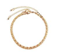 Skcess Tobillera boho para mujer, aleación de doble capa, cadena de cadena, joyería para el pie, boda, verano, playa, sandalia, descalzo, oro, para mujer, 23 cm de longitud