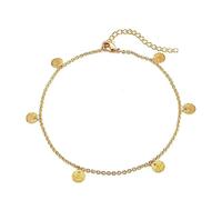 Skcess Tobillera gótica de acero inoxidable con cadena redonda para el día, verano, pies descalzos, playa, dorado/plata, 30 cm de longitud, Acero inoxidable, Sin circonita