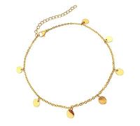 Skcess Tobillera juvenil, de cobre, redonda, con colgante de día de fiesta, pulsera para mujer, oro para madre y niña, 20 + 5 cm, tamaño ajustable