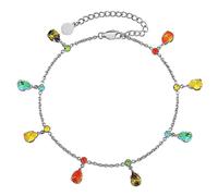 Skcess Tobillera para mujer, acero inoxidable, multicolor, lágrima, gota, circonita, amistad, verano, vacaciones, para mujeres, niñas, madre, oro/plata, Acero inoxidable, Circonita cúbica