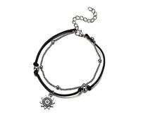 Skcess Tobillera para mujer, cobre, sol, verano, playa, tobillo, para adolescentes, niñas, plata, 20 + 5 cm, tamaño ajustable