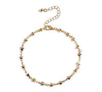 Skcess Tobillera para mujer de 22 cm, con estrella de cobre, para la amistad, verano, playa, sandalia, descalza, joyas doradas para madre y niña