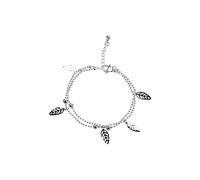 Skcess Tobillera para mujer, estilo bohemio, tobillera para mujer, de cobre, doble capa, cadena con hojas, verano, descalzo, playa, joyas de plata para mujer, 25 cm de longitud