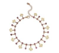 Skcess Tobillera para mujer, resistente al agua, cobre hueco, corazón boho, tobillera para mujer, oro para mujer, 22 cm de longitud