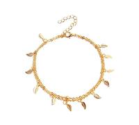 Skcess Tobillera Y2K para mujer, impermeable, aleación, hoja de verano, descalzo, playa, oro, para madre y niña, 25 cm de longitud