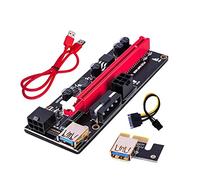 Skcvmn VER009 USB 3.0 PCI-E Riser VER 009S Express 1X 4X 8X 16x Extender Riser Tarjeta Adaptador SATA 15pin a 6 Pin Cable de alimentación (Color: Rojo 60 cm)