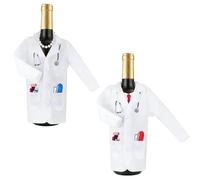 SKDFHOD 2 Pezzi Sacchetti per Bottiglie di Vino, Borsa da Vino in Camice Bianco per i Medici, Copribottiglie Vino in Feltro, Sacchetti Regalo di Vino Sacchetti, Design Camice da Infermiere o Medico