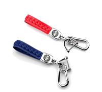 SKDFHOD 2 Piezas Llavero Coche con Anti-Perdida D-Ring, Llavero Trenzado, Cuero Llavero de Coche, Llavero de Cuerda de Cuero, Adecuado para hombres y Mujeres, Automóviles, OficinasSeries (Rojo, Azul)