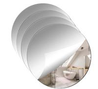 SKDFHOD 4 Piezas Espejo Adhesivo de Pared Puerta Armario, Espejo Redondo Acrílico Autoadhesivo, Pegatina Flexibles, para Decoración del Hogar, Sala de Estar, Baño