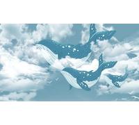 skdhlifpj Papel Pintado Azul 3d Tejido No Tejido Fotográfico Mar Mediterráneo Azul Cielo Ballenas Habitación Infantil 300cmx210cm Madera Rayas Fotomurales