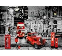 skdhlifpj Papel Pintado Fotográfico 3d Barrio Inglés Vintage 300cmx256cm Paisaje Nocturno En Blanco Y Negro De La Arquitectura De La Ciudad De Londres Tejido No Tejido Decoración Paredes Fotomurales