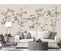 skdhlifpj Papel Pintado Fotográfico 3d Bosque De Bambú A Tinta Pájaros Volando 400cmx280cm Montañas Paisaje Natural Tejido No Tejido Decoración Paredes Fotomurales