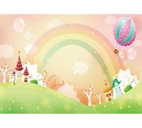 skdhlifpj Papel Pintado Fotográfico 3d Decoración De Habitación Infantil 300cmx256cm Castillo De Dibujos Animados Globo Aerostático Tejido No Tejido Decoración Paredes Fotomurales