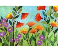 skdhlifpj Papel Pintado Fotográfico 3d Flores En Acuarela 430cmx300cm Flores Bucólicas De Crisantemos Amarillos Pintadas Al Óleo En Estilo Retro Tejido No Tejido Decoración Paredes Fotomurales