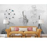 skdhlifpj Papel Pintado Fotográfico 3d Grafitis En Pared De Ladrillo Blanco 200cmx140cm Arte Lineal En Blanco Y Negro Torre Eiffel Arquitectura Tejido No Tejido Decoración Paredes Fotomurales