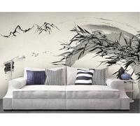 skdhlifpj Papel Pintado Fotográfico 3d Paisaje De Bambú En Blanco Y Negro 250cmx175cm Patrón Chino De Paisaje Natural Tejido No Tejido Decoración Paredes Fotomurales