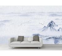 skdhlifpj Papel Pintado Fotográfico 3d Paisaje Natural Azul 400cmx280cm Montañas Océanos Y Lagos Chinos Con Barcos Pesqueros Tejido No Tejido Decoración Paredes Fotomurales