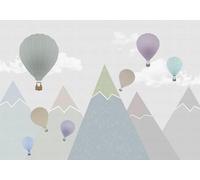 skdhlifpj Papel Pintado Fotográfico 3d Patrones Geométricos De Colores 150cmx105cm Habitación Infantil Pintada A Mano Con Montañas Geométricas Y Globo Aerostático Tejido No Tejido Decoración Pare