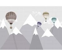 skdhlifpj Papel Pintado Fotográfico 3d Picos Geométricos 430cmx300cm Paisaje Natural De Cordilleras En Blanco Y Negro Con Globo Aerostático Tejido No Tejido Decoración Paredes Fotomurales
