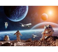 skdhlifpj Papel Pintado Fotográfico 3d Tierra Y Cosmos 150cmx105cm Romántico Cielo Estrellado Cósmico Astronauta Tejido No Tejido Decoración Paredes Fotomurales