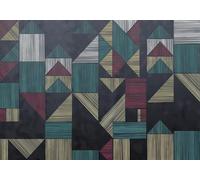 skdhlifpj Papel Pintado Geométrico 3d Tejido No Tejido Fotográfico Cuadro Decorativo Con Motivos Geométricos Abstractos Y Coloridos Pintados A Mano 400cmx280cm Madera Rayas Fotomurales