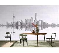 skdhlifpj Papel Pintado Rascacielos Urbanos 430cmx300cm 3d Tejido No Tejido Fotográfico Arquitectura Moderna Dibujada A Mano Decoración Paredes Fotomurales