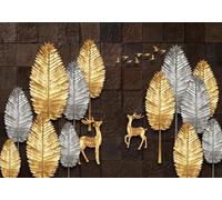 skdhlifpj Papel Pintado Selva tropical 3d Tejido No Tejido Fotográfico Fondos De Pared Europeos Vintage Con Motivos De Madera Y Ciervos En Bosques Dorados 400cmx280cm Madera Rayas Fotomurales