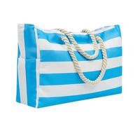 Skdvy Beach Bag, Bolsa De Playa Verano Lona A Rayas,Bolsa Compras Gran Capacidad,Bolsa Mano Moda For Viajes,Ideal For Playa,Viajes Y Campamentos(SKY BLUE)