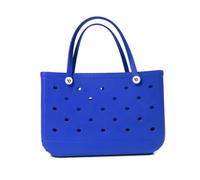 Skdvy Beach Bag, Bolsa Extragrande De Verano EVA For Playa,cesta For Mujer Picnic Mano Impermeable Agujeros Compras Hombro(Blue,35 30 12)