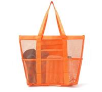 Skdvy Beach Bag,Bolsa Plegable De Malla De Playa Bolsa de playa de malla impermeable y resistente a la arena: bolsa de piscina grande for mujer, accesorios esenciales for vacaciones y playa(Orange)
