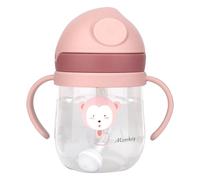 Skeadex Vaso para bebé, vaso con pajita a prueba de fugas 360°, 250 ml, con asas, a prueba de fugas, para bebés y niños (rojo)