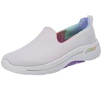 Skechers 124867 BKHP, Zapatillas para Mujer, Textil Blanco con Ribete Lavanda, 39 EU