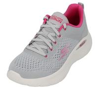 Skechers 129423 Gypk, Zapatillas Mujer, Tela Gris y Ribete Rosa, 41 EU