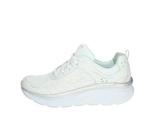 Skechers 149023 Mujer Zapatillas, Blanco (White & Silver Leather/White Mesh/Silver Trim Wsl), 36.5 EU