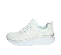 Skechers D'lux Walker Infinite Motion, Zapatillas Mujer, White Silver Leather White Mesh Silver, 36 EU