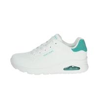Skechers Uno, Zapatillas Mujer, White Durabuck Mint Suede Trim, 35 EU
