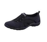 Skechers Breathe-Easy-Fortuneknit, Zapatillas sin Cordones Mujer, Negro (BLK Black Mesh/Charcoal Trim), 39 EU