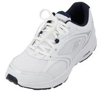Skechers 220371 WNV, Zapatillas Hombre, White And Navy Leather Textile, 42 EU