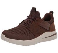 Skechers Delson 3.0-Cicada, Encaje elástico de Punto sin Cordones Hombre, Brown, 44.5 EU Ancho