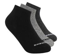 Skechers 3 Pack Boys' Quarter Crew Cotton medias o calcetines? en Negro/Gris, talla Media