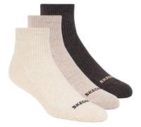 Skechers 3 Pack Hombre's Lifestyle Quarter Ribbed medias o calcetines? en Marrón Bronceado, talla Grande