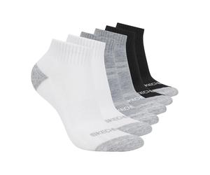 Skechers 6-Pack Performance Quarter Crew Socks, Breathable & Cushioned Footbed Calcetines, Blanco/Gris Claro Jaspeado/Negro, 9-11 Mujeres