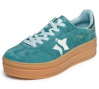 Skechers Academy Hi Elevated Essence, Zapatillas Mujer, Green Leather/Trim, 36.5 EU