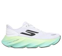 Skechers Aero Burst Performance - Tenis Deportivos de Correr para Mujer, con amortiguación máxima, Parte Superior Baja, de Malla, Textil Blanco con Ribete de Lima, 40 EU