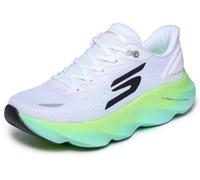 Skechers Aero Burst Performance - Tenis Deportivos de Correr para Mujer, con amortiguación máxima, Parte Superior Baja, de Malla, Textil Blanco con Ribete de Lima, 41 EU