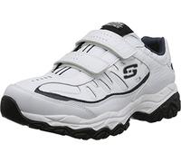 Skechers Afterburn Strike Memory Foam Velcro - Zapatillas Deportivas para Hombre Afterburn Strike Memory Foam Velcro, Color Blanco y Azul Marino., 44 EU X-Ancho